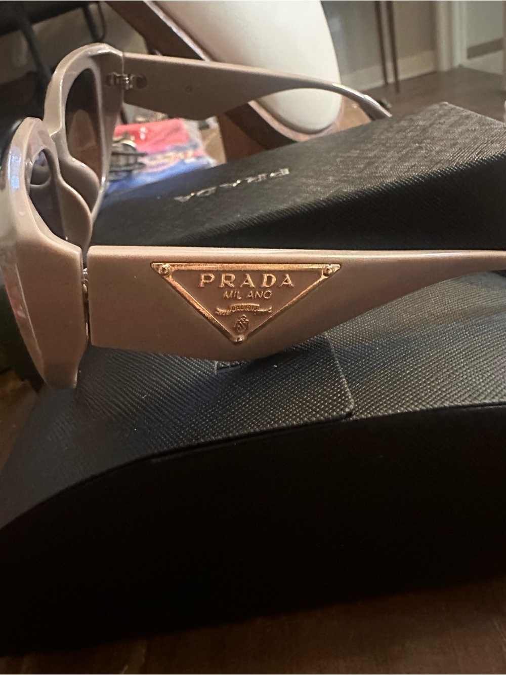 Prada Women’s Cream Square Sunglasses with Brown Lenses - Picture 2 of 4